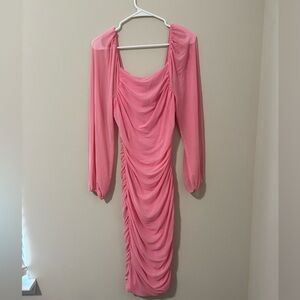 Elegant Pink Ruched Bodycon Dress